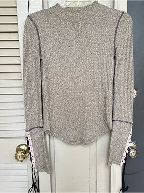 Free People Lace Up Sleeves Blouse Size XS